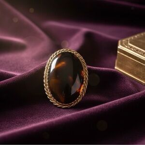 Signed Judy Lee Elegant Vintage Gold and Brown Women's Brooch/Pendant